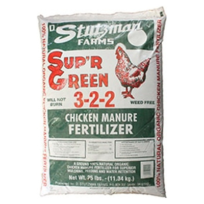 Stutzman Farms Sup'r Green Chicken Manure 3-2-2, 25 lb bag