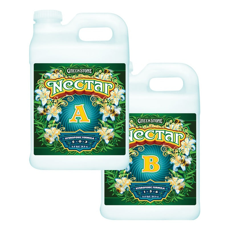 Greenstone Nectar Hydro two-part base nutrient jugs, Part A and Part B